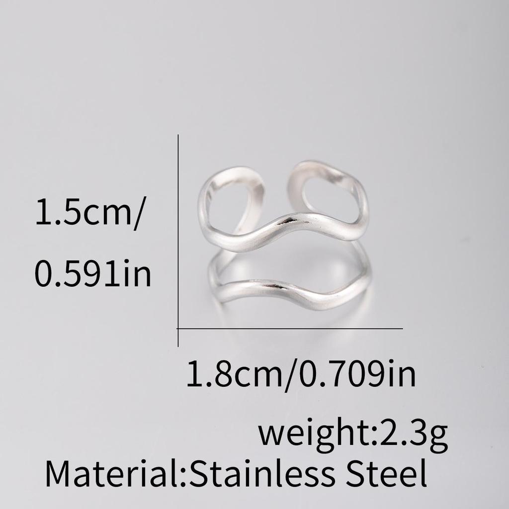 Stainless Steel Adjustable Open Ring - Colorfast Titanium Jewelry