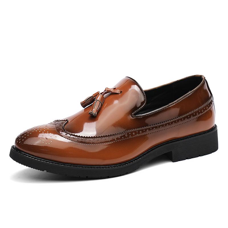Men s Large Casual Leather Tassel Loafers - Slip-On, Low-Top 47 коричневый