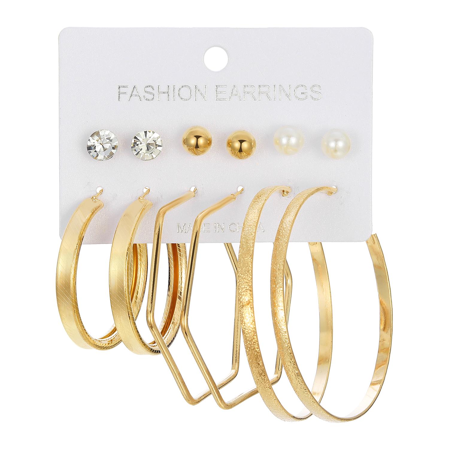 

Шпильки Атмосферный щедрый жемчуг Бриллианты Роскошные золотые гламурные аксессуары для темперамента Серьги Серьги в комплекте из 12 предметов Летние пляжные богемные серьги золотой