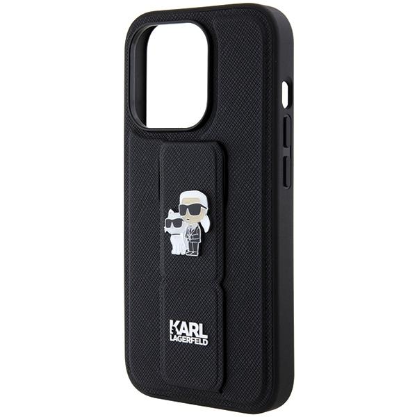 Karl Lagerfeld Klhcp14Lgsakcpk Iphone 14 Pro 6.1 Czarny/Black Hardcase Gripstand Saffiano Karl&Choupette Pins