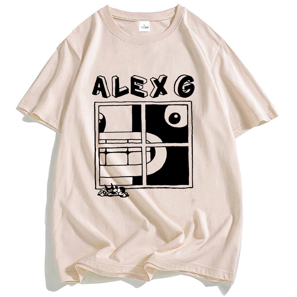 ALEX G Tričko s oknem Světlomety Album Potisk Trička Léto Krátký rukáv Volné Tričko O-výstřih Móda Pánské Dámské Oblečení