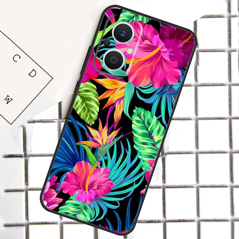 Tropical Aloha Hibiscus Pattern For OPPO Reno 8 7 Lite 8T 10 11 12 13 14 Pro 11F 12F 13F 14F OPPO Find X9 X8 X5 X6 Pro Case