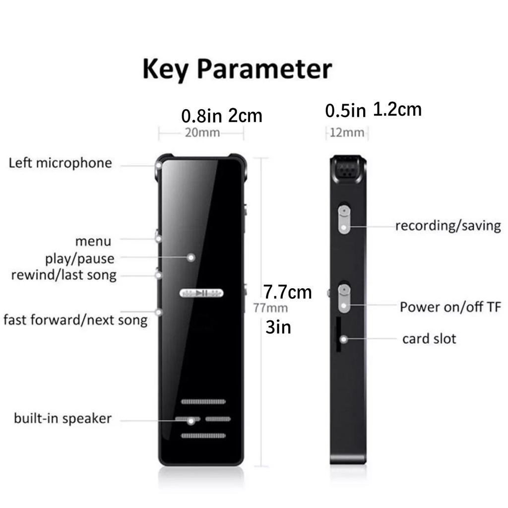 Voice Recorder 10 Meter Distance Digital Voice Activated Audio Recording Portable Noise Reduction Audio Recorder Mini MP3 Player