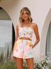 2025 Florales Leinen-Camisole und Shorts Set: Europäische und amerikanische Mode