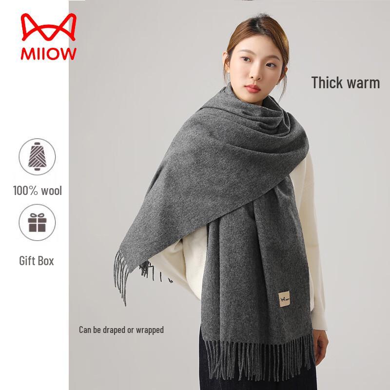 MiiOW Women's 100% Pure Wool Retro Warm Scarf & Shawl