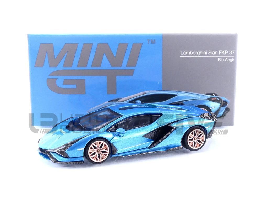 TrueScale Miniatures MINI GT Lamborghini FKP 37 Blu Aegir Drive Finished Model 1/64 Sián Left-Hand