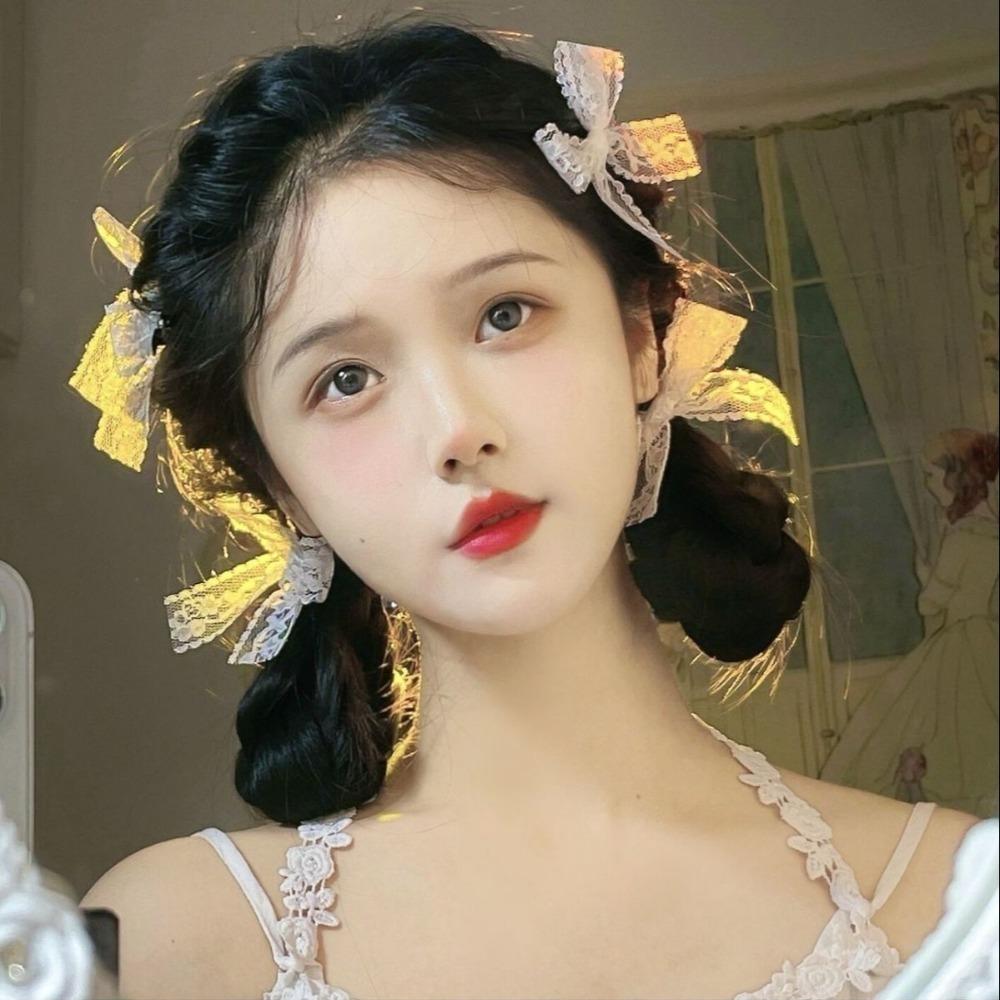 Bowknot Simple Hairclip Lace Lolita Bow Hairpin Decorate Solid Color Hair Pin