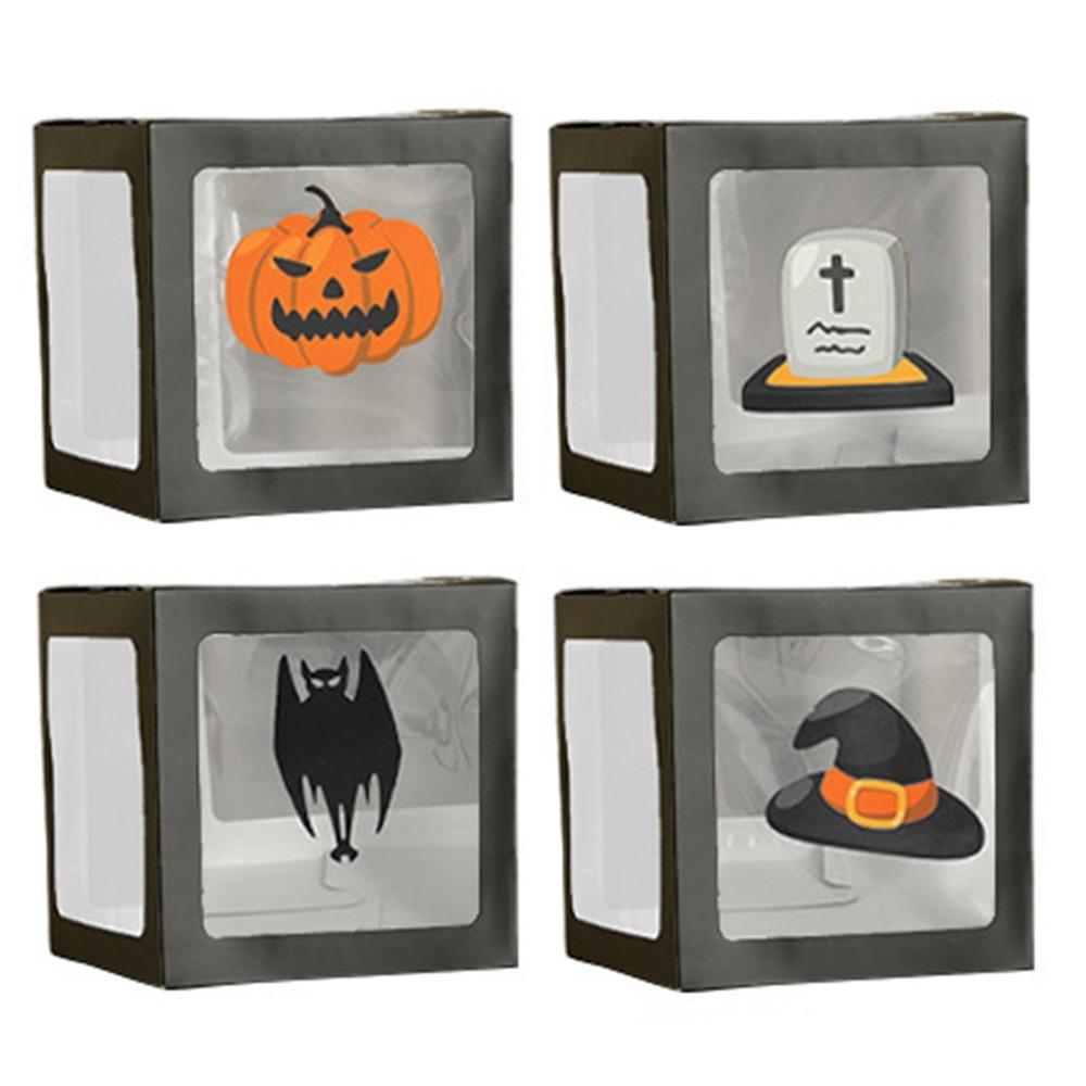 4Pcs/Set Cube 3D Transparent Balloons Boxes Pumpkin Photography Background Box  Haunted House