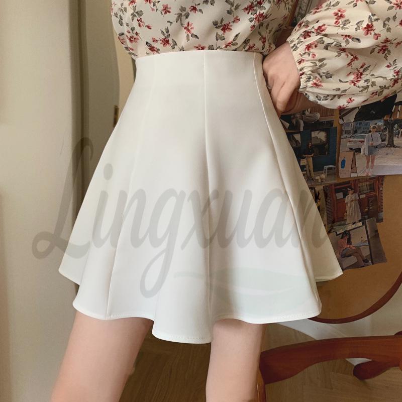 Korean Style Plus-Size Multi-Color High-Waisted Slimming A-Line Skirt for Women