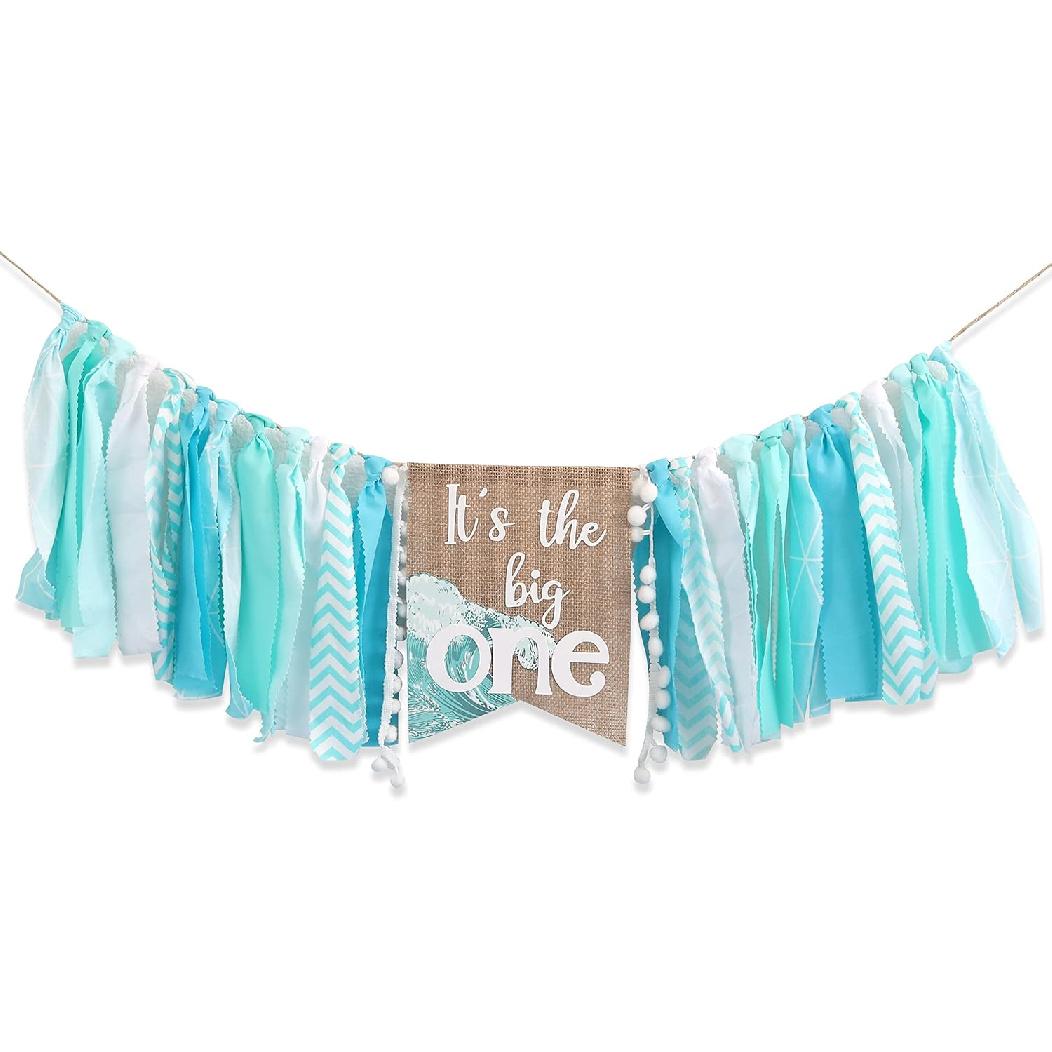 Баннер на стульчик для кормления  Big One  на 1-й день рождения, Баннер  Первый день рождения  для мальчиков, Синий баннер на стульчик для кормления, Украшения для детской вечеринки у бассейна, Торт
