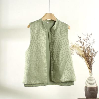 Women's 2025 New High-end Top Green Jacquard Vest Early Spring Versatile Top