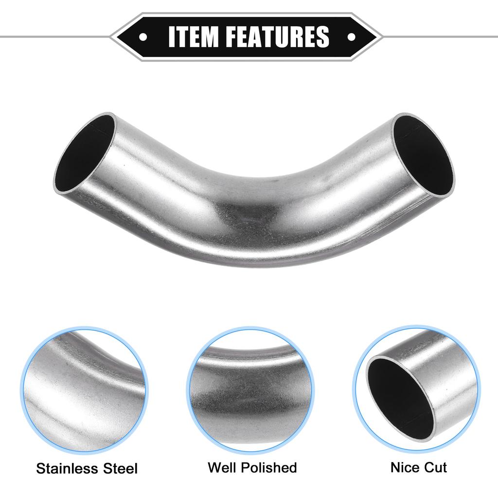 ABSOPRO Sání výfuku koleno pro DIY sací potrubí pro a Univerzální 304 Nerez 38mm Vnější 100mm Noha 90 Stříbrná 2 Kusy Potrubí/Potrubí mezichladiče/Vzduch