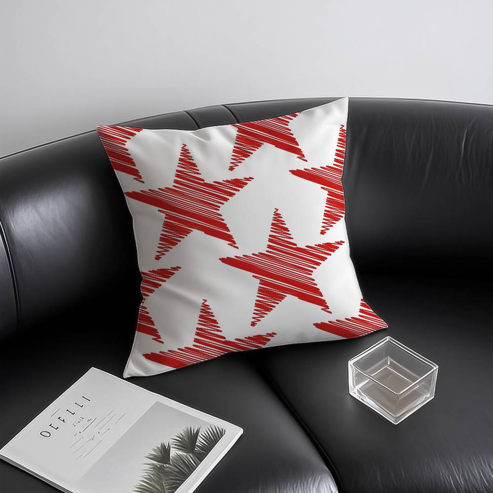 

Red Five-Pointed Star Pillow Case Anti-dustmite Invisible zipper Sofa Bed 12x12Inch