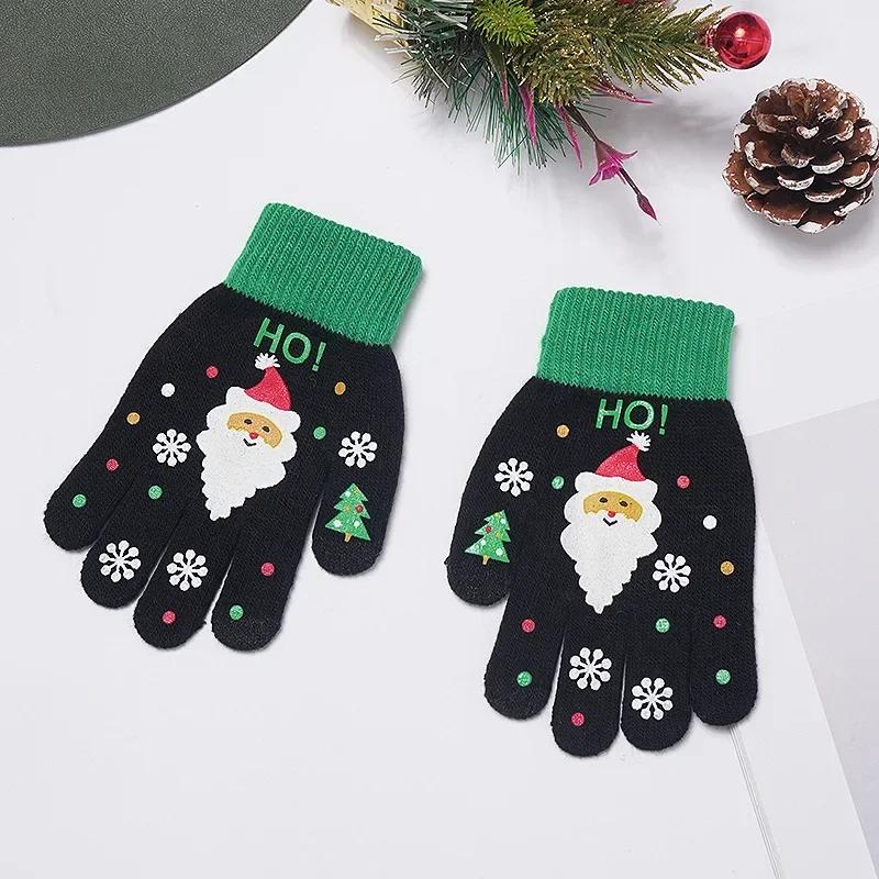 1-10 Paar Thermische Strick Fünf-Finger Weihnachts-Handschuhe Warme Touchscreen Winterhandschuhe für Erwachsene und Kinder Feiertags-Reitzubehör