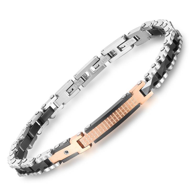 Color Matching Stainless Steel Couple Ceramic Bracelet Narrow Version Women s Rhombus Ceramic Titanium Steel Bracelet 21CM