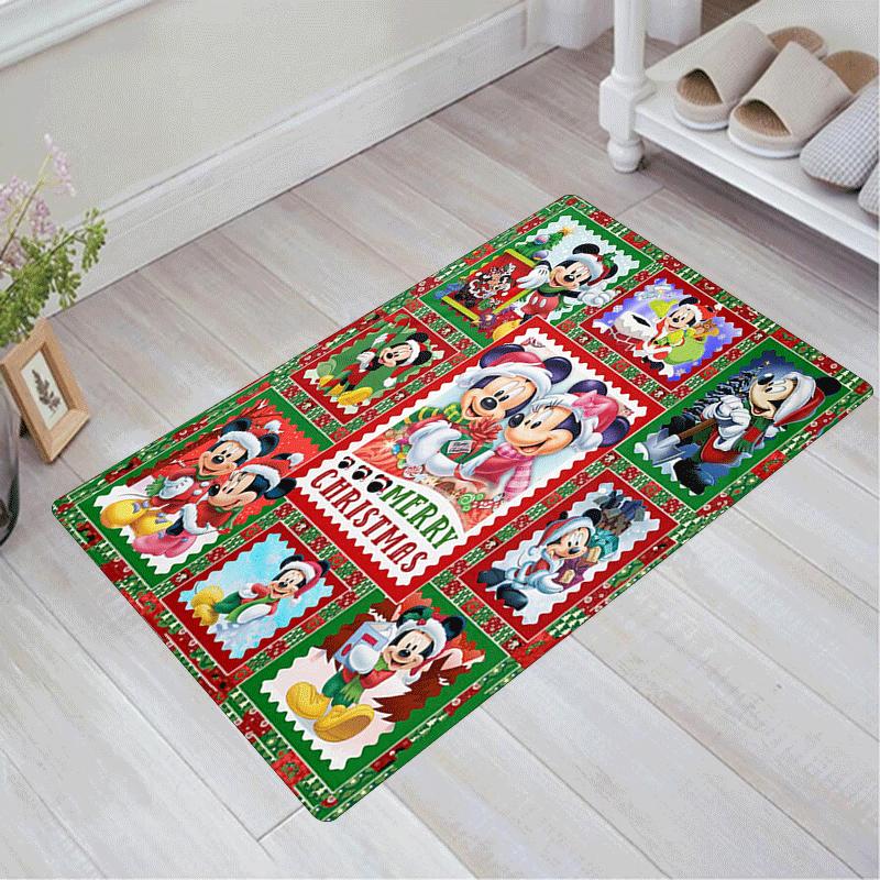 

1pc Christmas Mickey and Minnie Rug Anti Slip, Non Shedding, Ideal for Living, Bedroom & Laundry Handcrafted Home Decor 60cm by 90cm