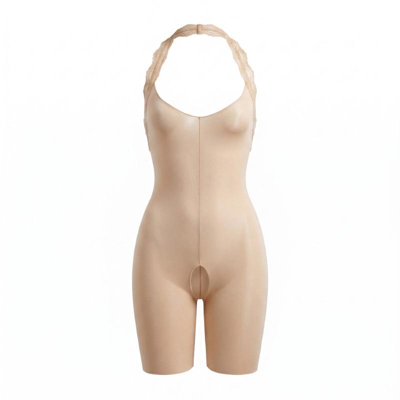 Sexy Lace Halter Neck Sheer See Through Fitted One Piece Lingerie For Women