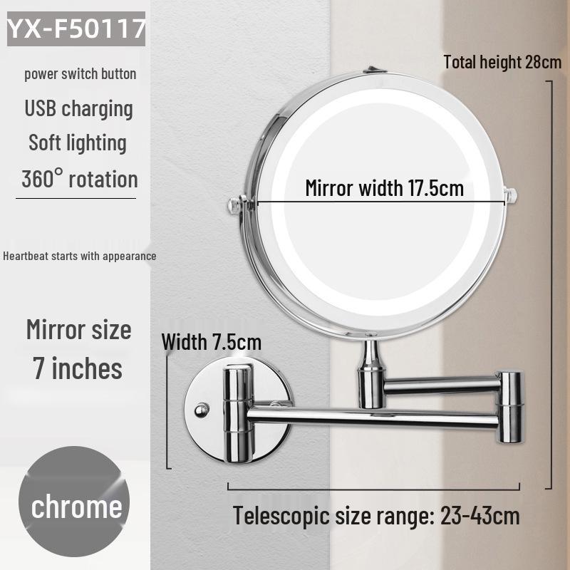 Double-Sided Retractable Wall-Mounted Vanity Mirror for Makeup and Dressing