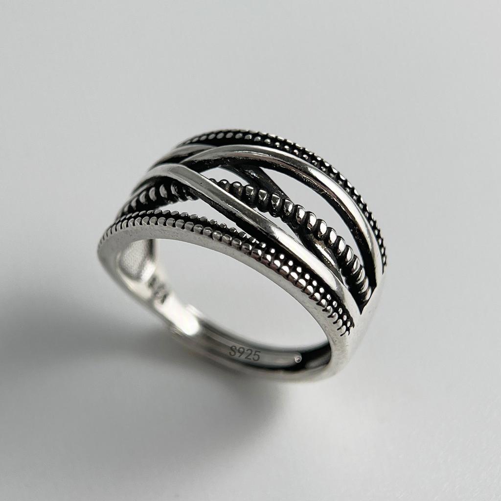 925 Sterling Silver Rings for Women Couple Minimalist Handmade Simple Retro Interware Ring Fine Jewelry Gift Prevent Allergy