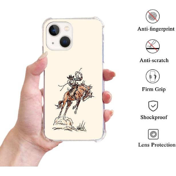 West Cowboy Phone Case Compatible with iPhone 15, Vintage Western Country Cowboy Phone Case for iPhone 15, Trendy Unique Design TPU Bumper Cover Case