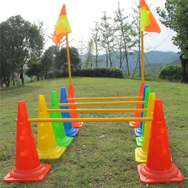 2 Pack Sports Training Cones Plastic Marker Training Traffic Cones for Skate, Soccer, Football, Assorted Colors, 12 Inch