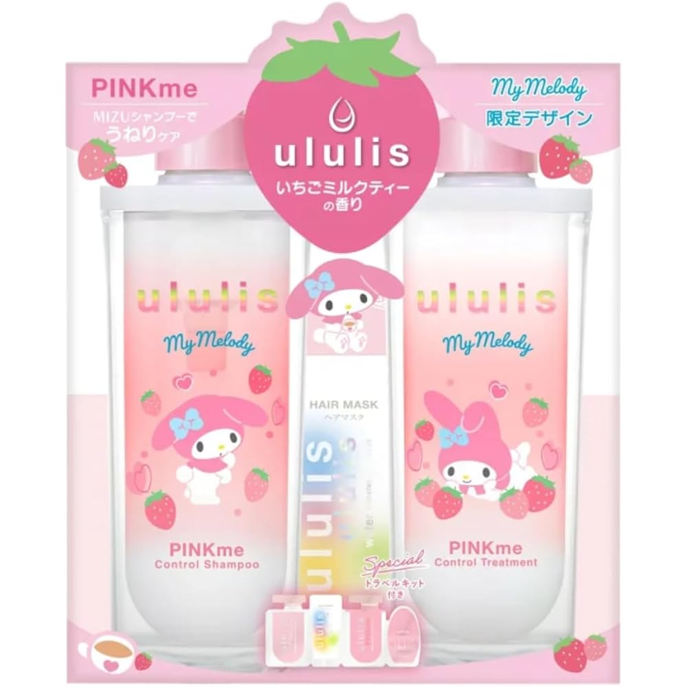 ululis My Melody Набор Шампунь и Кондиционер Pink Me Control, Аромат Клубничный Молочный Чай, со Специальным Дорожным Набором