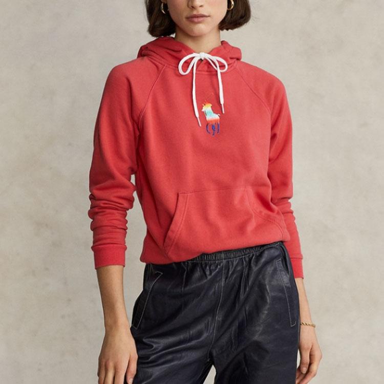Polo Ralph Lauren SS22 Color Changing Velvet Solid Hoodie Women hoodies Red WMPOKNINFB20224-600