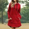Casual Women Autumn Winter Long Sleeve Pocket Drawstring Loose Hoodie Mini Dress