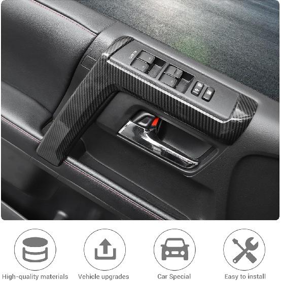 JeCar 4pcs for 4Runner Interior Door Handle Cover Trim Carbon Fiber Interior Accessories for Toyota 4Runner 2010-2023