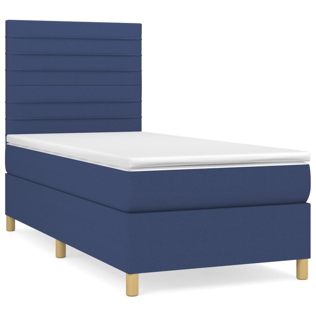 Box Spring Bed with Mattress Blue 80 x 200 cm Fabric