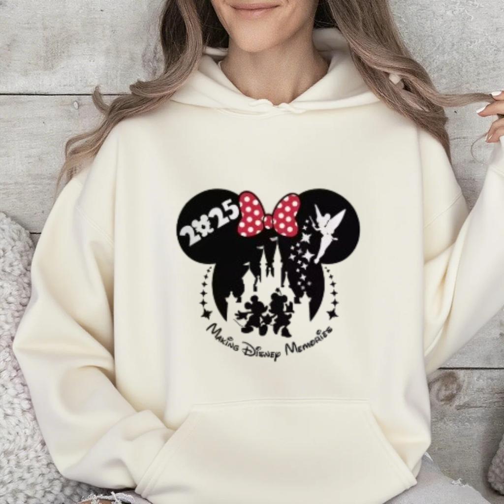 Disney Mickey and Minnie Family Vacation Print Multi-color Available Spring and Autumn Hoodie, Disney Journey Top for Girls
