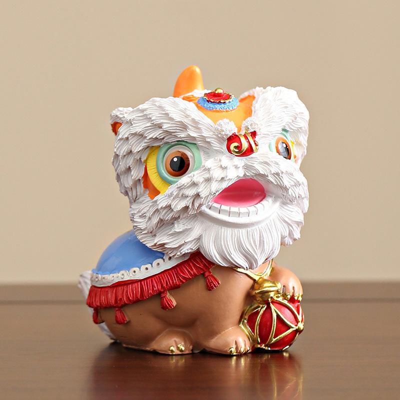 

resin lion dance sculptures and figurines Chinese characteristic mascot Luxury Home Room Office Table decoration and accessories