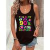 Loose plus size wing pattern printed round neck white vest summer casual sleeveless top women's clothing