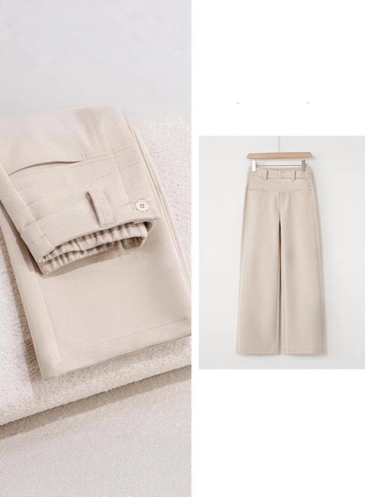 Luxuriöse High Fashion Kaschmirseide High-Waist Schlankmachende Schmale Gerade Bein Hose für Herbst & Winter