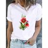Cute Floral Print T-shirt Ladies Fashion Short-sleeved Clothing Casual Loose Top