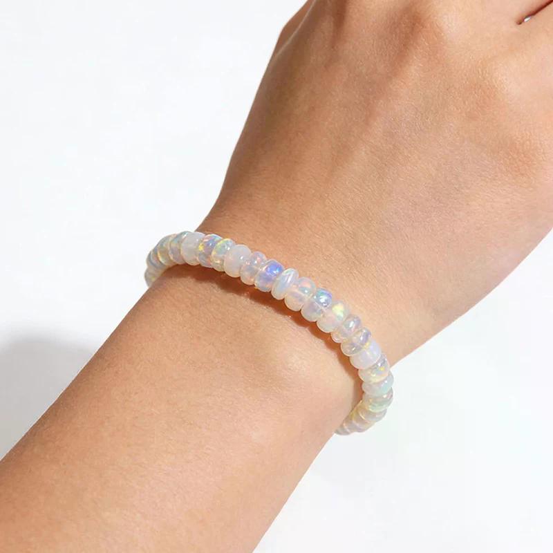 Natürliches Opal-Armband für Damen Dehnbares Elastisches Seil Heilkristall Schmuck Hilft, das emotionale Gleichgewicht zu halten