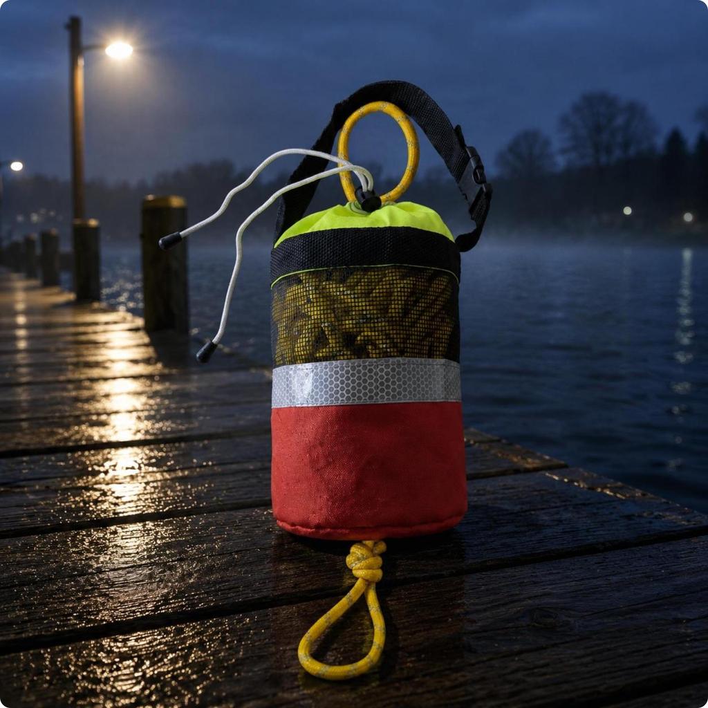 Aquatic Retrieval Throw Bag Reflective Band Rope Drawstring Opening Gear 16M Orange Normal