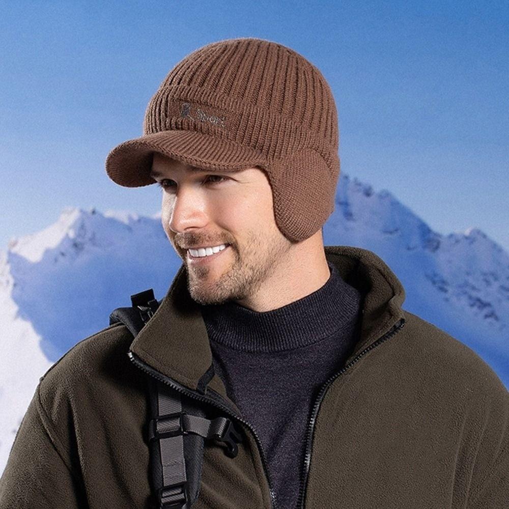 Windproof Knitted Earmuffs Cycling Cap Wool Beanie Hat Fashion Knitted Hat  Winter