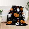 1PC Halloween Throw Blanket Pumpkin Skull Bats Witch Black Cats Thin Blanket Gifts for Couch Bed Car Home Camping All Season Use