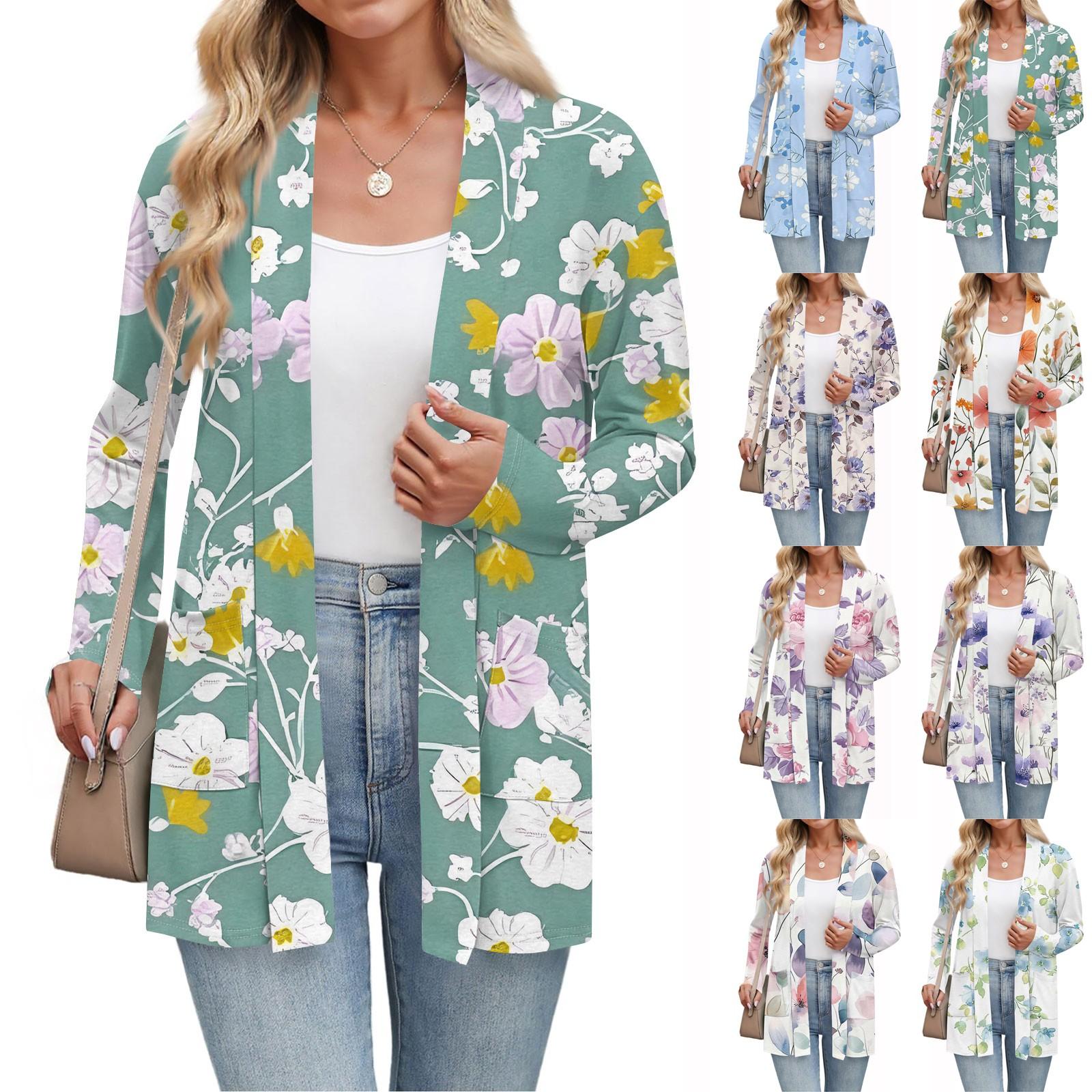 

Women s Fashion Casual Long Sleeve Cardigan Thin Loose Cardigan Jacket With Pockets XL білий