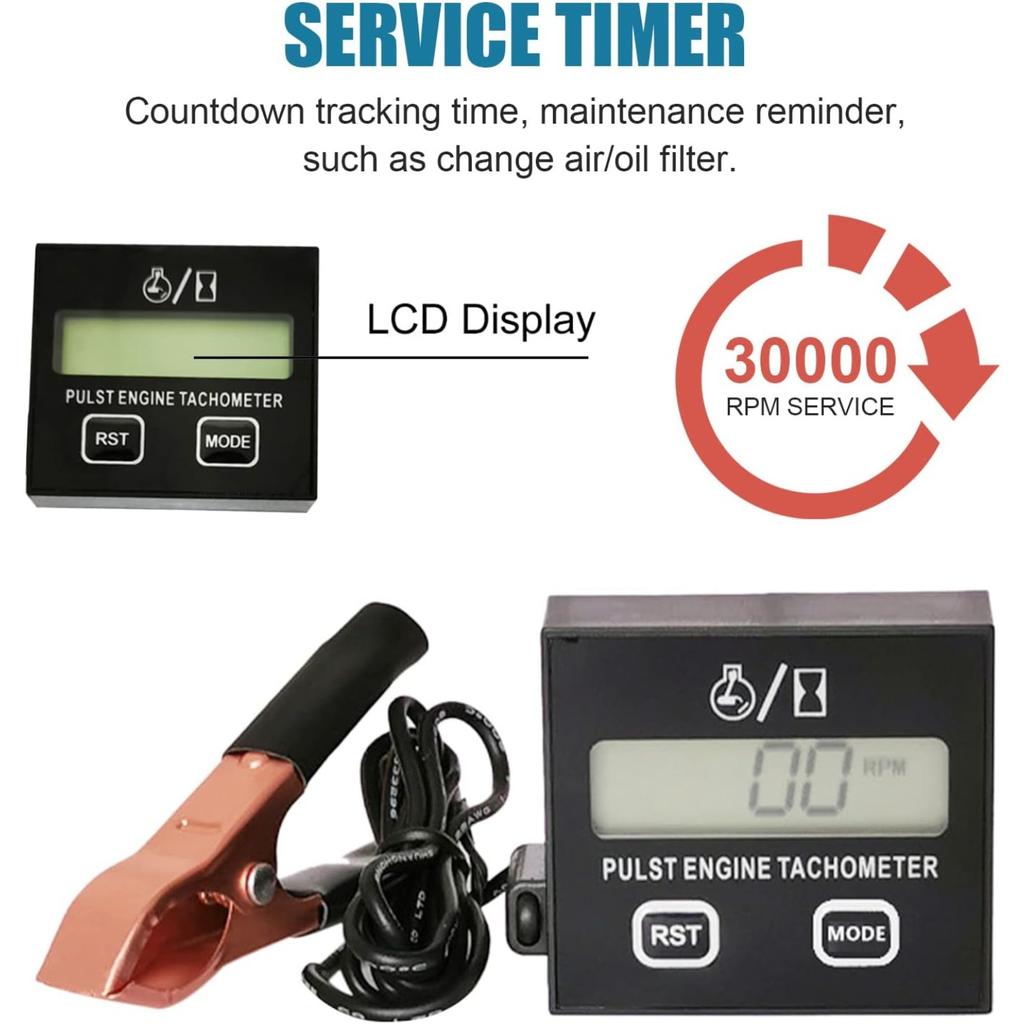 Digital Chainsaw Tachometer Tach Gauge Digital Display Pulse Speedometer for Gesture Induction Chain Saw Cropper Generator Lawn Mower RV ATV Dirt Bike