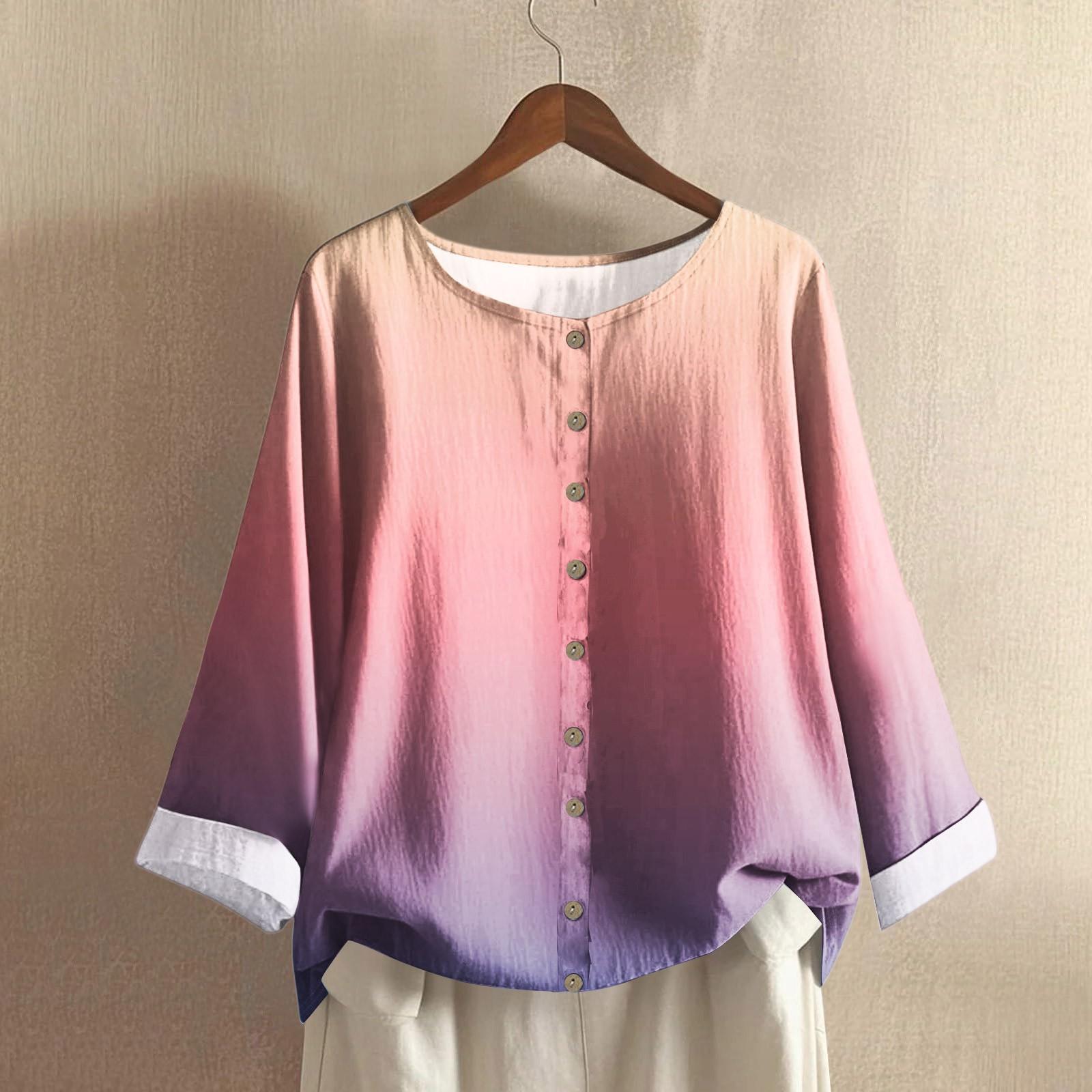 

Женский повседневный топ с длинным рукавом и круглым вырезом, градиентный, из хлопка и льна XXL