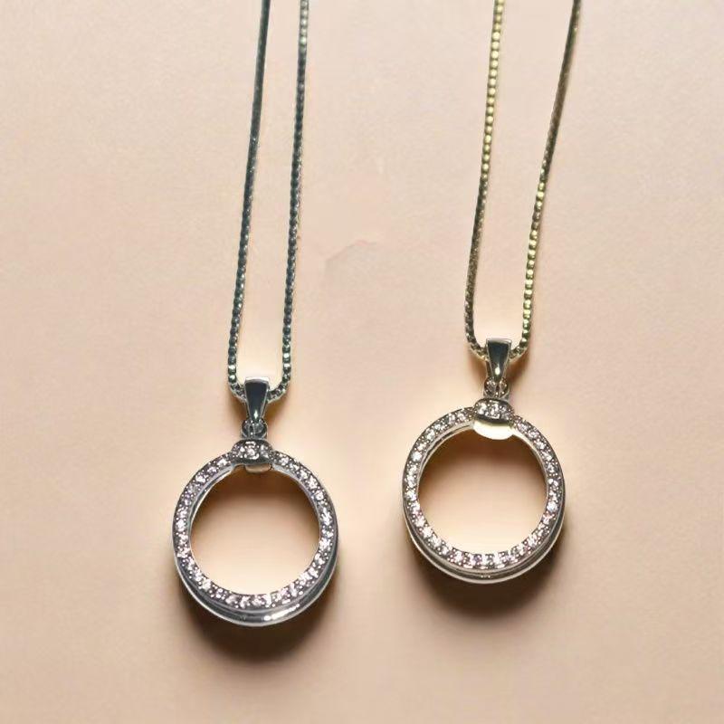 Minimalistische Zirkon-Rundanhänger-Halskette - Luxus-Schlüsselbein-Schmuck für Damen