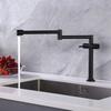 Tuqiu Brushed Gold Pot Filler Tap Deck Mounted Foldable Black Kitchen Faucet Hot Cold Sink Tap Rotate Folding Spout Gold Brass