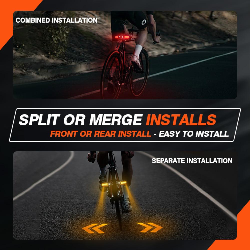1/ 2Sets Bicycle Remote Control Taillight Projection Riding Light USB Bike Light Wireless Night Light Turn Signal Safety Lamp