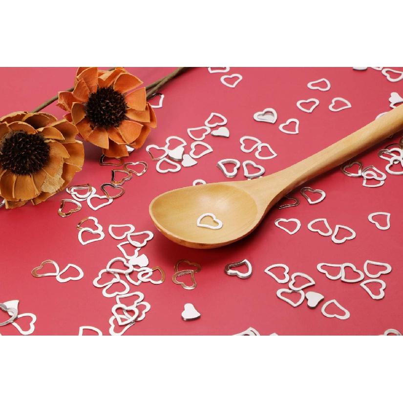 ONLYKXY 1200Pcs Love Heart Shaped Confetti, Table Wedding Decoration, Glitter Confetti for Wedding Party (Silver)