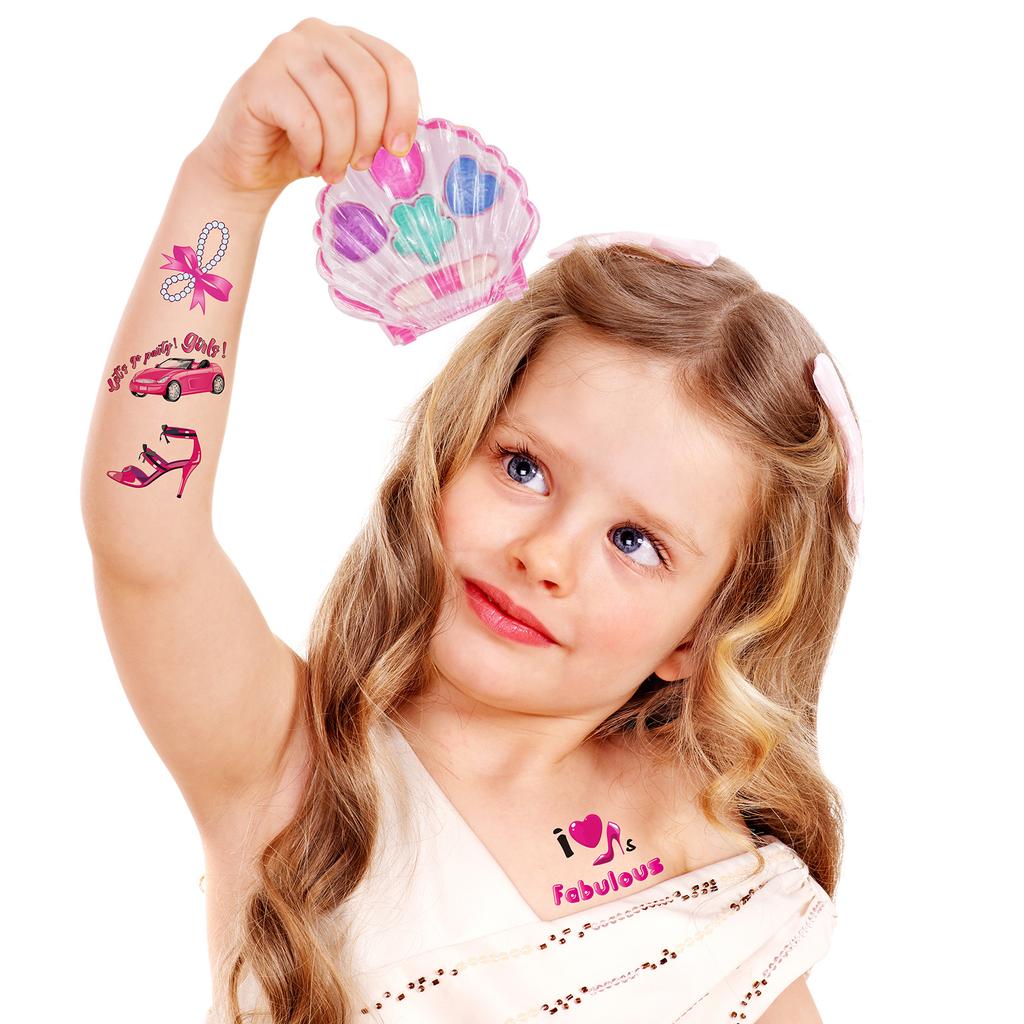 Pink Vintage Girl Waterproof Tattoo Sticker, Girls Party Children'S Makeup Face Sticker Set