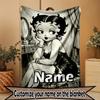 Custom Name Personalized Betty Boop Print Blanket, Home Decor, Bedroom, Sofa, Camping, Couch, Gifts for Birthday Christmas