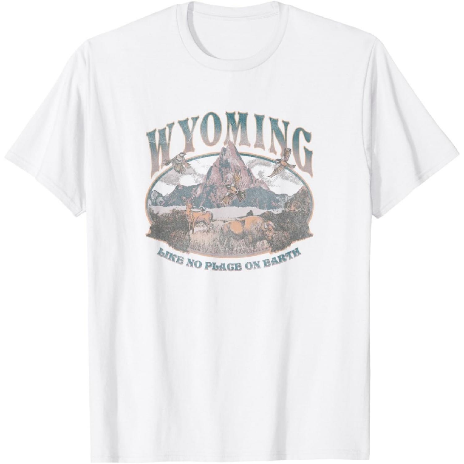 Earth Day Wyoming Like No Place On Earth Mountain Scene T-Shirt XXXXXL белый
