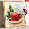 Frameless Pearl Painting Kit Christmas Hot Drink Aesthetic Wall Art DIY Sparkling Bead Canvas Room Decor Creative Craft